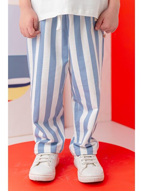 ZEYLAND Unısex Çocuk Çizgili Pantolon - Mavi Çizgili - S000363003-17234