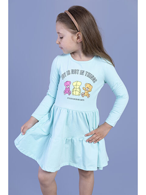 Toontoykids Kız Çocuk Ayıcık Baskılı Elbise - S000420106-20055