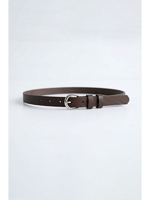 Abluka Online Erkek Smart Casual İnce Metal Tokalı Kemer Kahverengi