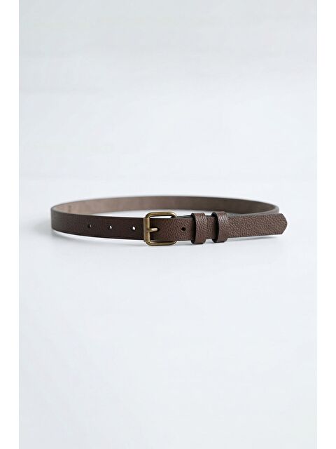 Abluka Online Erkek İnce Kare Tokalı Kemer Kahverengi