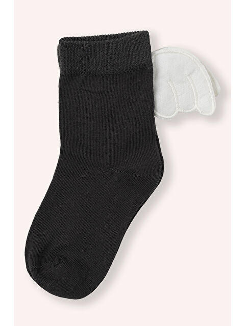 Panço Kız Çocuk Kanat Detaylı Antrasit Soket Çorap - S000524607-29666