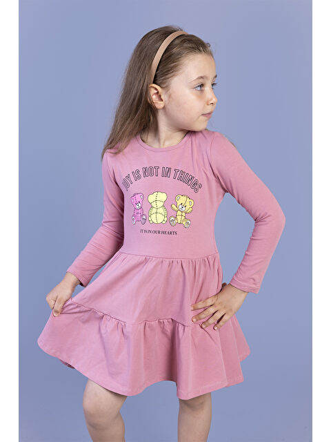 Toontoykids Kız Çocuk Ayıcık Baskılı Elbise - S000420106-20028
