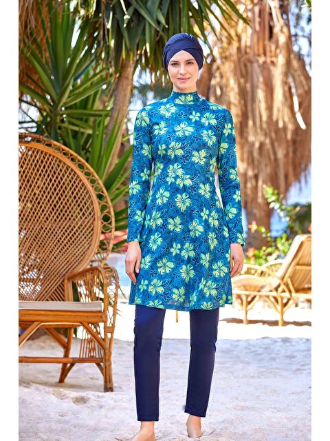 Fullamoda Desenli 4 Lü Tesettür Mayo - S000380806-20019