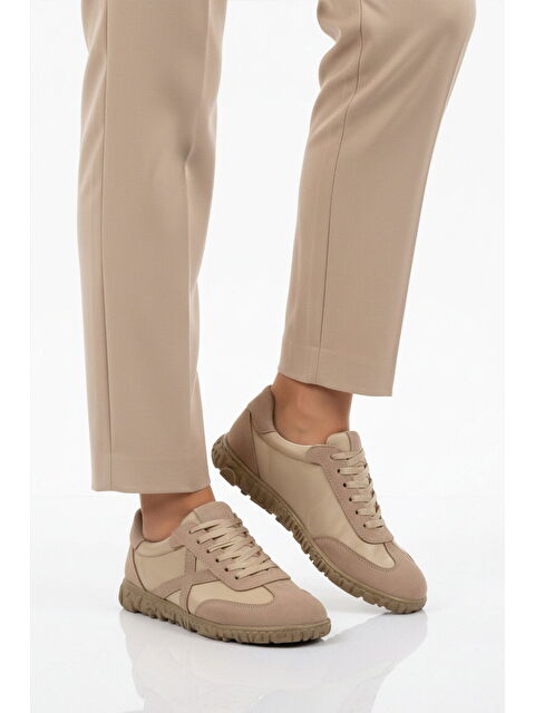 Ayakmod Bej Hakiki Deri Anatomik Kadın Casual Ayakkabı F-003 Z - S000530414-19928