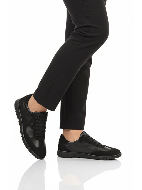 Ayakmod Siyah Hakiki Deri Anatomik Kadın Casual Ayakkabı F-003 Z - S000530414-19351