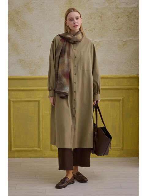 HE-QA Hakim Yaka Uzun Tunik Açık Kil - S000524606-17346