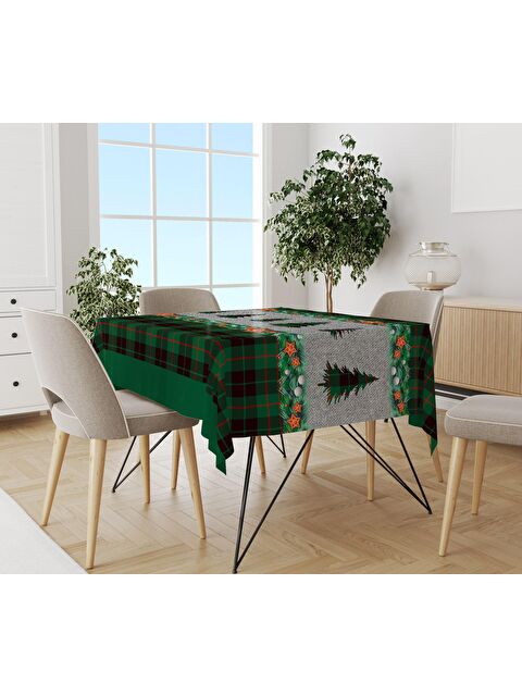 Evmila Yılbaşı Desenli Kadife Doku Masa Örtüsü - S000111360-23173