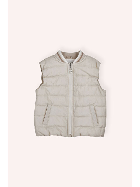 Panço Erkek Çocuk Fermuarlı Micro Yelek Bej - S000395653-19928