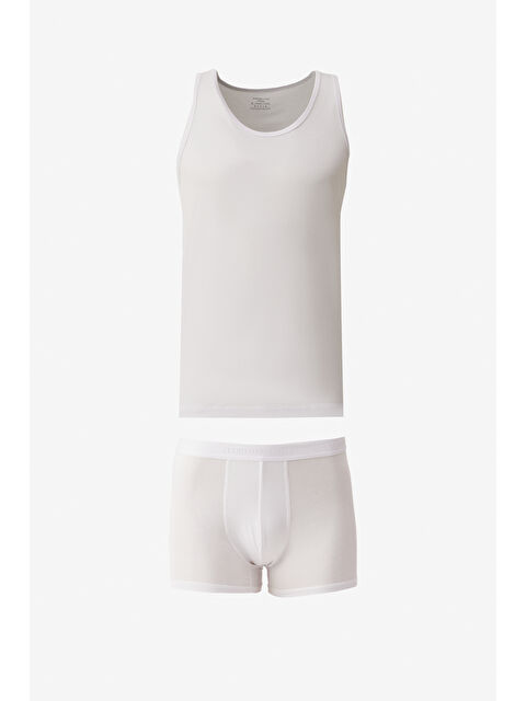 Altınyıldız Classics Erkek Beyaz Standart Fit Normal Kesim Boxer- Atlet Takım