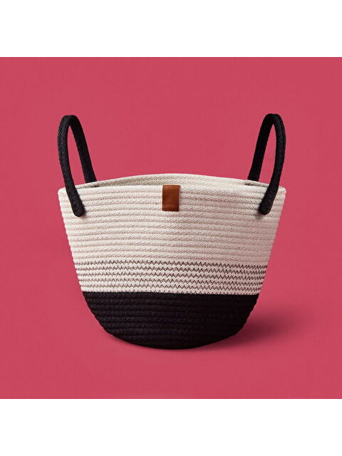 Simple Living Elegant Curves Dekoratif Sepet - Beyaz / Siyah - 15x20x20 cm - S000384228-37246