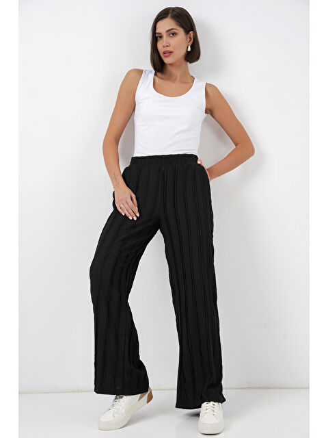 Bigdart Kadın Dokulu Esnek Örme Pantolon 30077 - Siyah - S000524622-19351