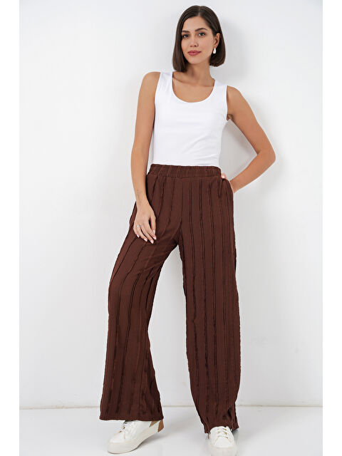 Bigdart Kadın Dokulu Esnek Örme Pantolon 30077 - Kahverengi - S000524622-19413