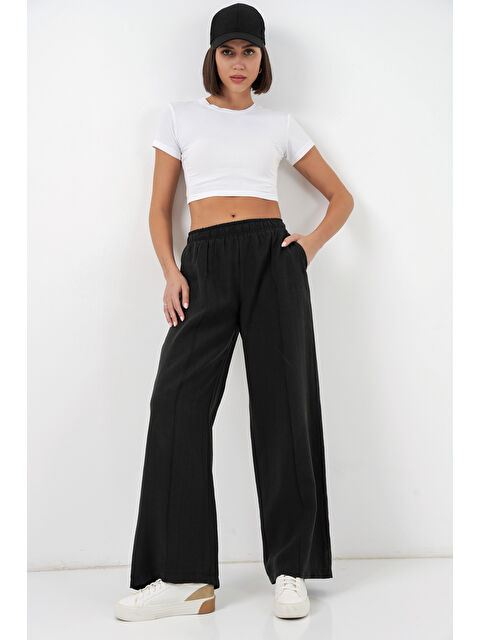 Bigdart Kadın Beli Lastikli Bol Paça Pantolon 30087 - Siyah - S000524621-19351