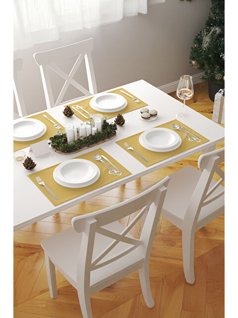 Asdiva Optica Modern Geometrik Desenli 2'li Amerikan Servis Seti Sarı-Beyaz - S000502881-37245