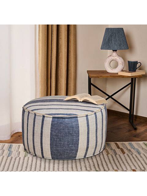 Just Home Nautical Puf - Mavi / Krem - 36x56x56 cm - S000384236-37372
