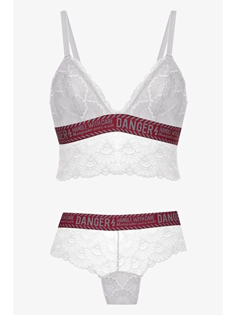Koza İç Giyim Kadın Danger Yazılı Lastikli Dantelli Büstiyer Takım - S000307744-19965