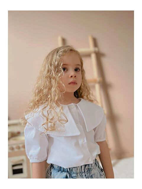 Magu Kız Çocuk Yaka Detay Kısa Kol Pamuklu Poplin Gömlek - S000378513-20063