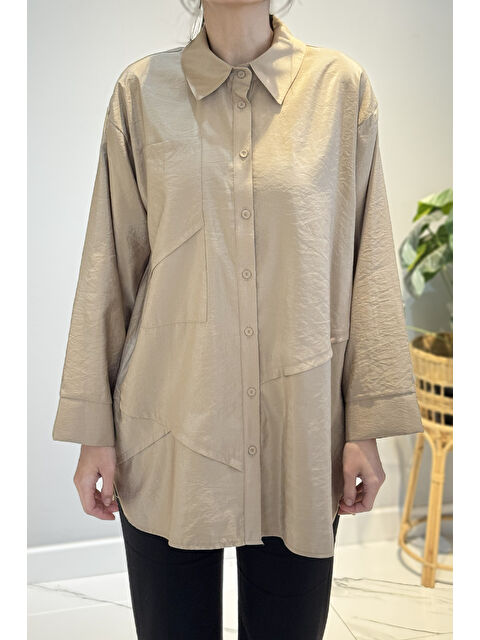 Remsa Önden Düğmeli Uzun Cep Detaylı Tunik 6148 Bej - S000464580-19928