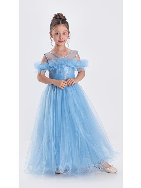 Mnk Baby & Kids Uzun Etek Kız Çocuk Robası Şifon Abiye M00723 - S000390100-17234