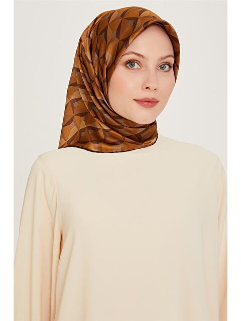 ARMİNE Klasik Desenli Twill Saf İpek Eşarp 9204D 31 - S000500416-18657
