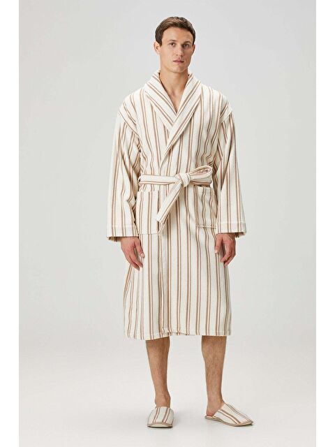 İrya In Lines İpliği Boyalı Erkek Bornoz Mocha - S000503619-26423