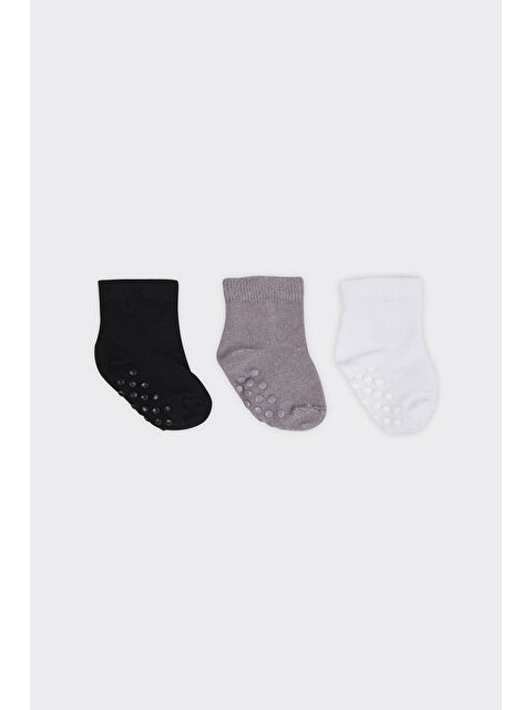 Panço Unisex Beybi Kaydırmaz Tabanlı 3'lü Soket Çorap Seti - S000524628-23173