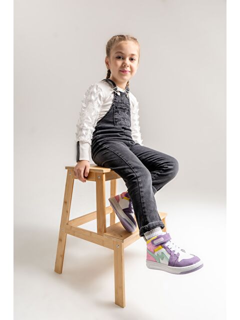 Mnpc Unisex Çocuk Lila-Pembe Hakiki Deri Anatomik Günlük Bot - S000446391-37365