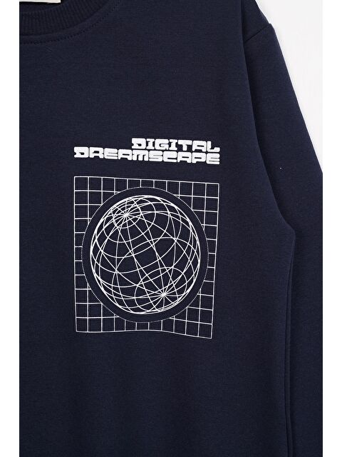 Zepkids Ön Arka Dijital Baskı Detaylı Lacivert Renk Erkek Çocuk Sweatshirt - S000356815-21164