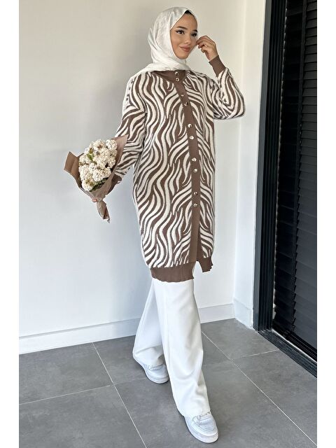 Julude Desenli Angora Tesettür Triko Hırka - S000491722-26429