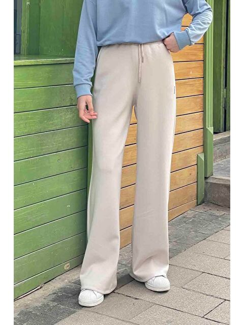 Lamelif Modal Kumaş Bol Paça Eşofman Taş