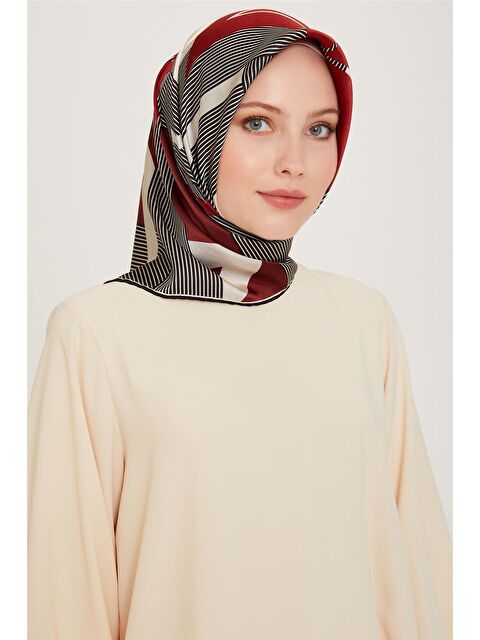ARMİNE Obje Desenli Twill Saf İpek Eşarp 9254D 01 09 - S000500425-19413