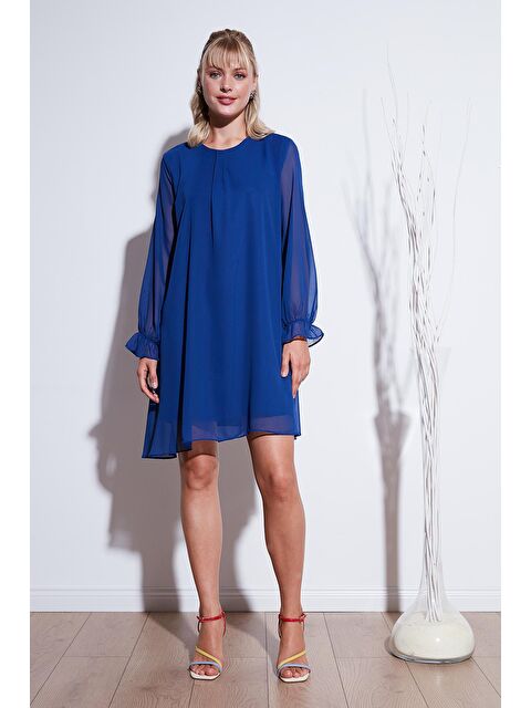 Lela Bisiklet Yaka Uzun Kollu Şifon Elbise 611El303 - S000209723-23710