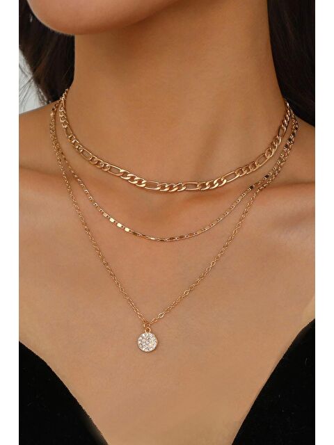 New Obsessions 3 Kat Pullu Zincir Kolye Seti - S000189678-20076