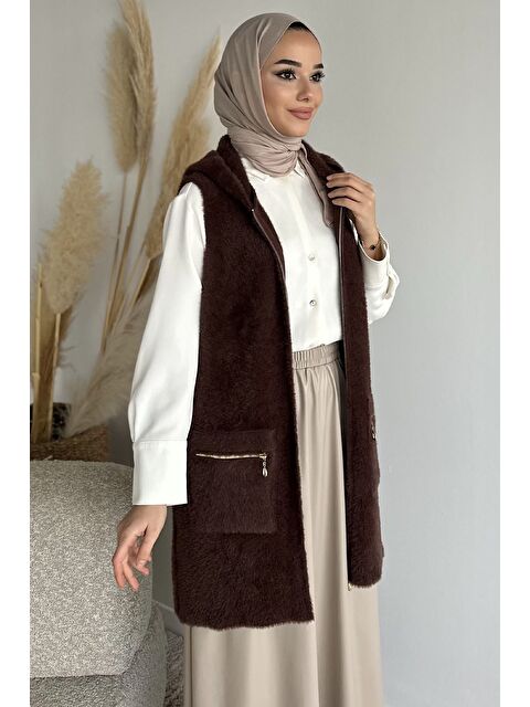 Julude Kolsuz Fermuarlı Yumoş Tesettür Triko Yelek (s,m,l,xl Uyumludur) - S000470423-19413