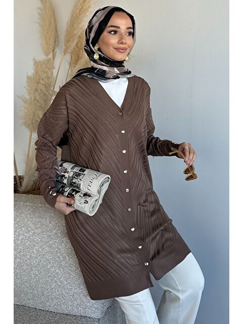 Julude Desenli Ön Düğmeli Tesettür Triko Hırka (m-l-xl Uyumludur) - S000470394-29705