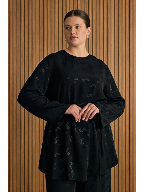 AKER Çicek Jakar Desenli Beli Bağlamalı Tunik - S000481631-19351