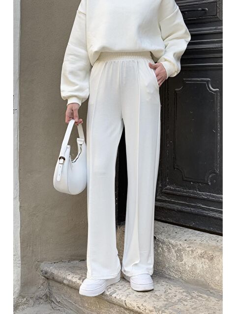 Lamelif Çıma Detaylı Pantolon Beyaz - S000518336-20063