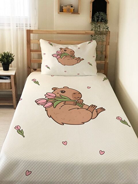 Evmila Desenli Tek Kişilik Pike    160x220 cm - S000374478-23173