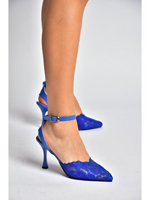 Fox Shoes Saks Mavi Kadın Topuklu Ayakkabı Y752044206