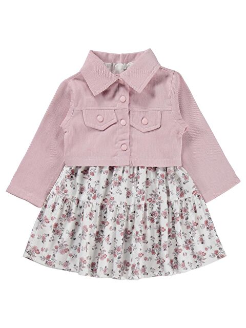 Kumru Civil Girls Ceketli Çiçekli 2 Li 2-5 Yaş Elbise - Pembe 2-3 Yaş - S000526615-20024