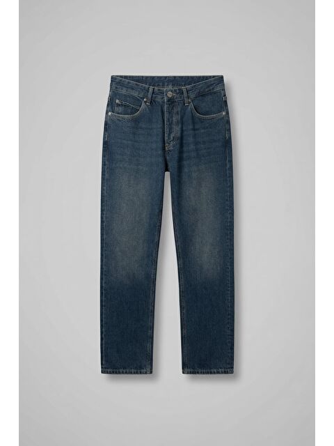 Abluka Online Erkek Relaxed Straight Fit Basic Jean Koyu Mavi