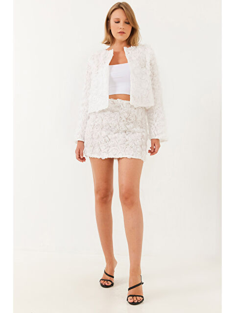 SHADE Kadın Çiçek Dokulu Mini Etek - S000290764-20063