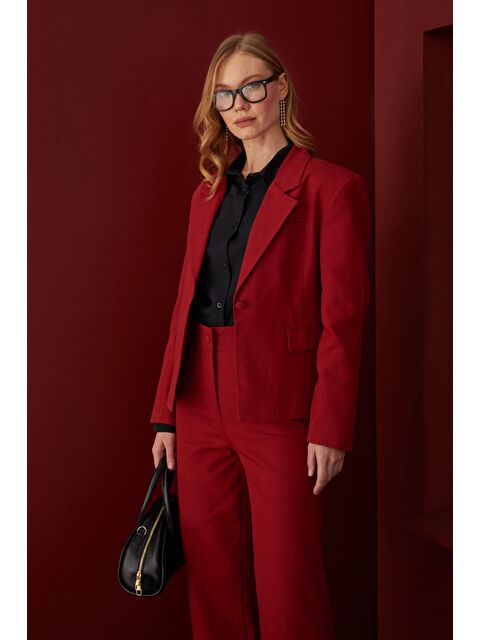 Fullamoda Fermuarlı Keten Görünümlü Palazzo Pantolon - S000487601-19951