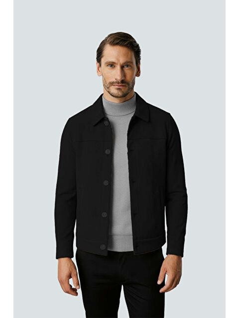 igs Siyah Süet Görünümlü Erkek Mont | Modern Şehir Stili