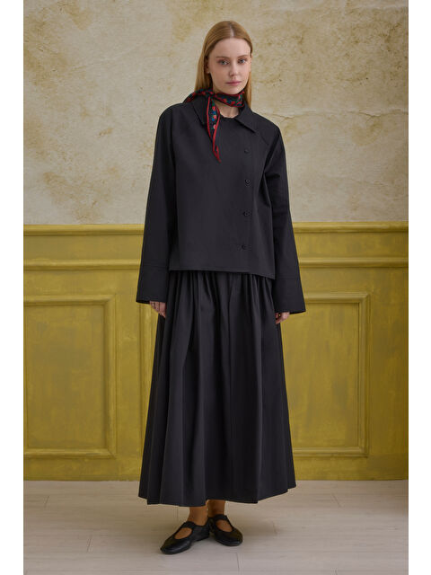 HE-QA %100 Pamuk Kruvaze Gömlek Siyah - S000524605-19351