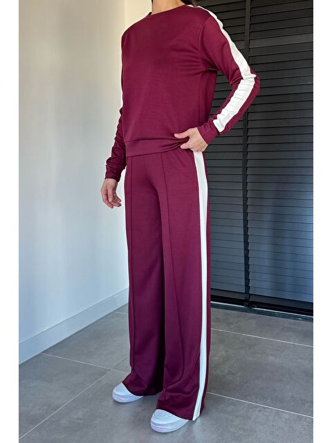 Gülseli Bisiklet Yaka Şeritli Sweat Çimalı Pantolon İkili Takım - S000491736-19951