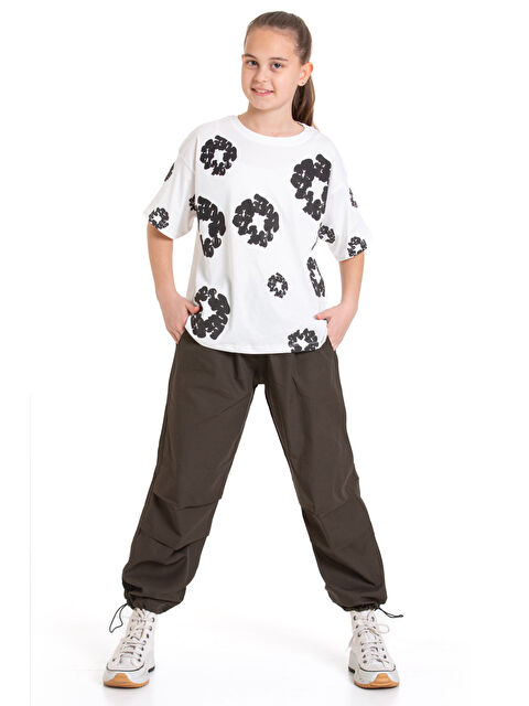 pi pengai Kız Çocuk 2'li Alt-Üst Takım (Paraşüt Pantolon+T-Shirt) P090 - S000368172-18547