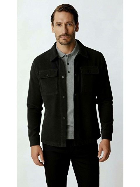 igs Siyah Kadife Erkek Mont – Modern Hafif Mevsimlik Mont