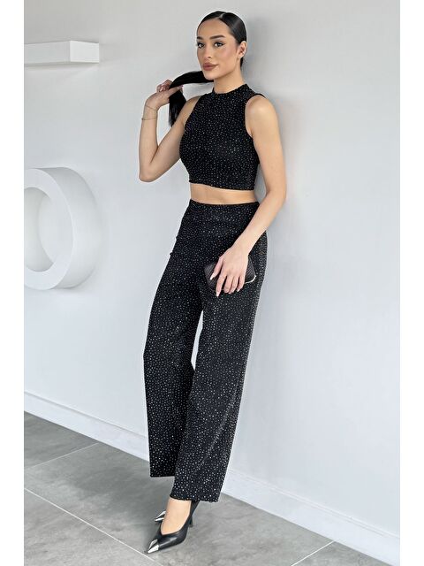 Gülseli Gece Işıltısı Sim Detaylı Bluz Pantolon İkili Takım - S000491738-19351