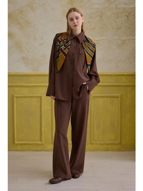 HE-QA Modern Cep Detaylı Gömlek Kahve - S000524604-19413